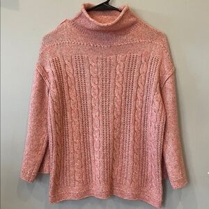 Women's Pink Cable Knit Sweater small